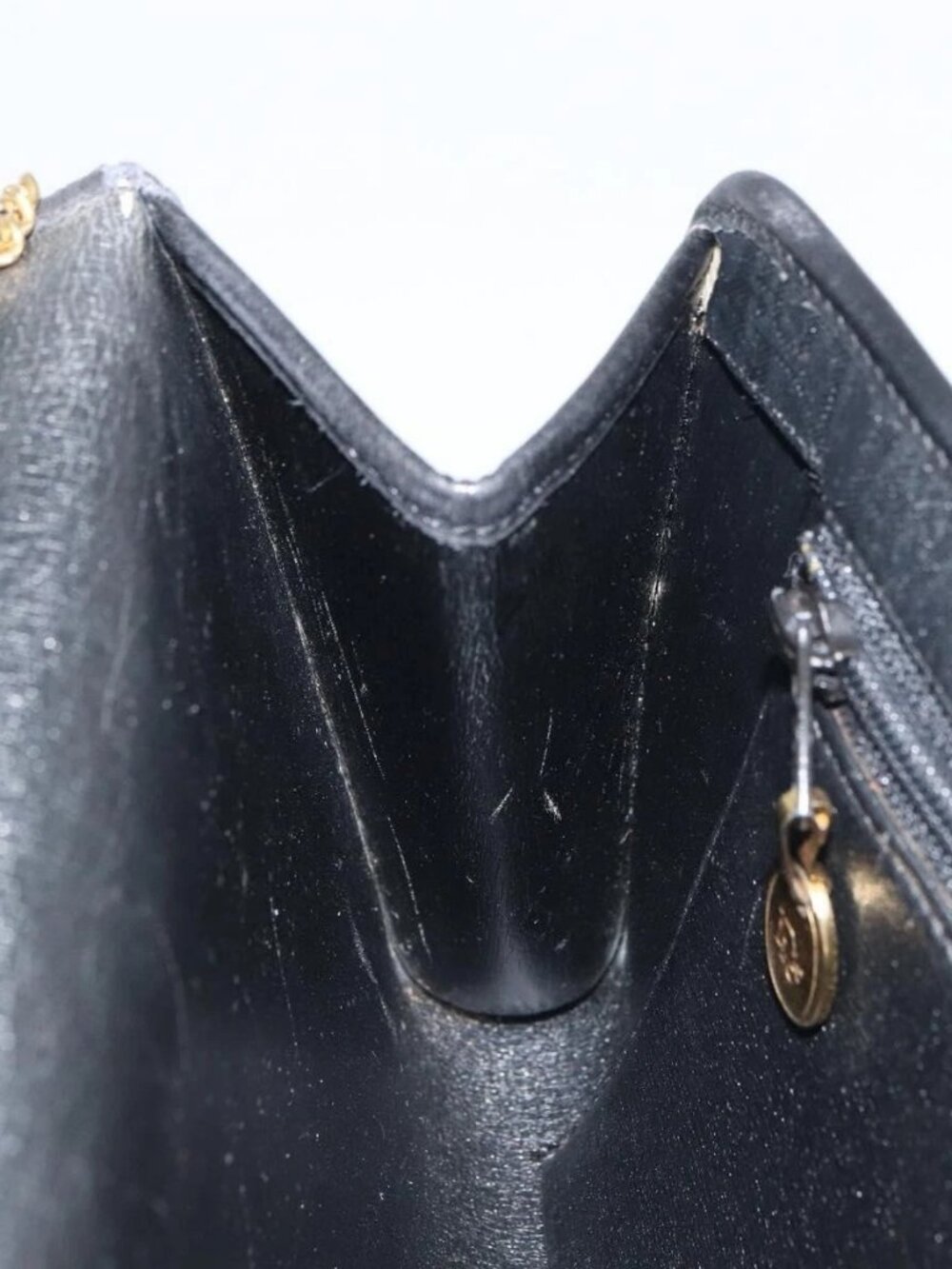 Christian Dior Trotter Canvas Chain Shoulder Bag Black Gold Auth 160947 - Picture 12 of 16